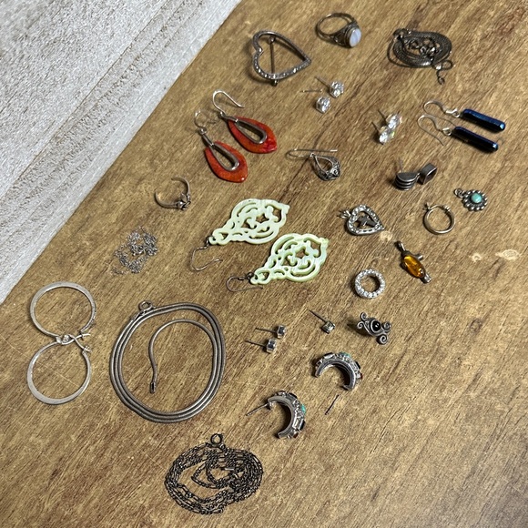 925 Sterling Silver Jewelry - Sterling silver 925 earrings pendants rings brooch necklace chains jewelry mix